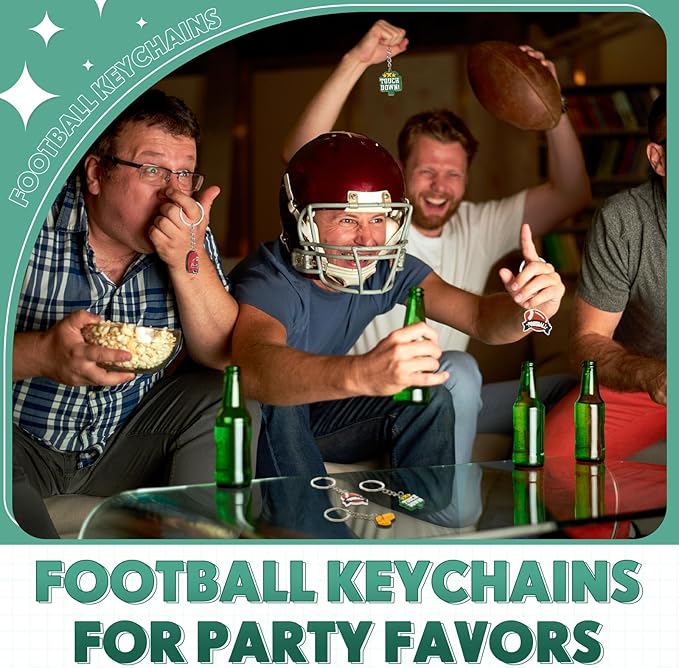 Batiyeer 72 Pack Football Keychains Bulk Party Favors Sports Ball Key Chains Funny Keyring Gifts for Women Men Birthday Supplies