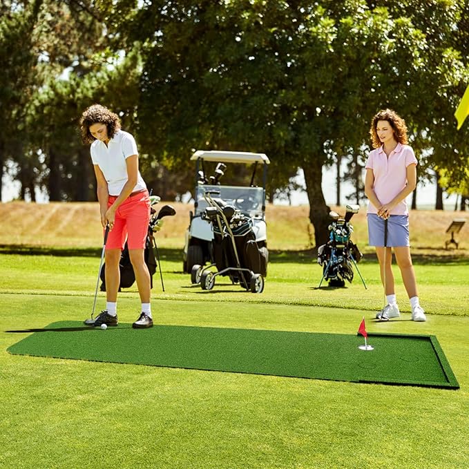 Wekin Golf Putting Green Mat Indoor,3x10ft Thickening Outdoor Portable Golf Game Set Training Turf with Side Border,Movable Cup for Home Backyard Office