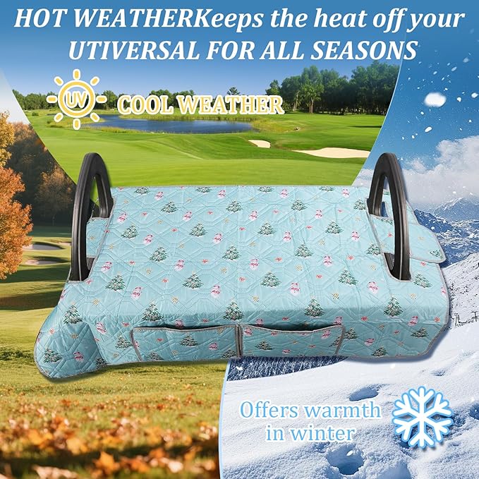 Golf Cart Seat Covers,Nonskid Bottom Golf Cart Seat Towel Blanket with 2 Front Pockets,Short Plush Surface, Soft and Comfortable,Fits for EZGO, Yamaha, Club Car and More 2 Person Seats Golf Carts