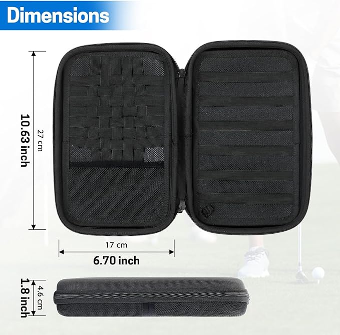 VISEMAN Golf Glove Holder Case, Golf Accessory Case with Detachable Golf Glove Shaper, Portable Golf Hard Case Waterproof for Golf Essentials, Balls, Markers, Tees