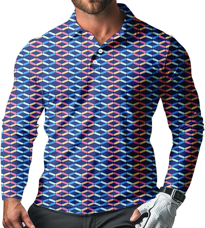 Men's Long Sleeve Golf Shirt Quick Dry 3 Button Work Fishing Outdoor Casual Collar Shirt