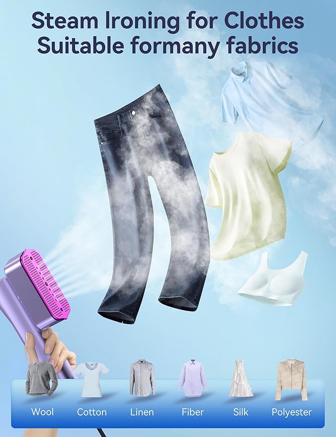 Steamer for Clothes,Sundu Portable 2-in-1 Travel Steamer&Iron,15s Fast Heat-up,100ml Water Tank,Ironing Gloves,25 Min Powerful Continuous Steam,1200W&4 Modes Light Steam Iron for Travel&Home(Purple)