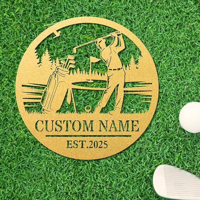 Personalized Golf Metal Wall Art, Vintage Golf Wall Decor, Custom Signs Outdoor Metal, 19th Hole Home Decor for Man Cave Garage Bar Club, Personalized Golfer Gifts for Men Dad Father