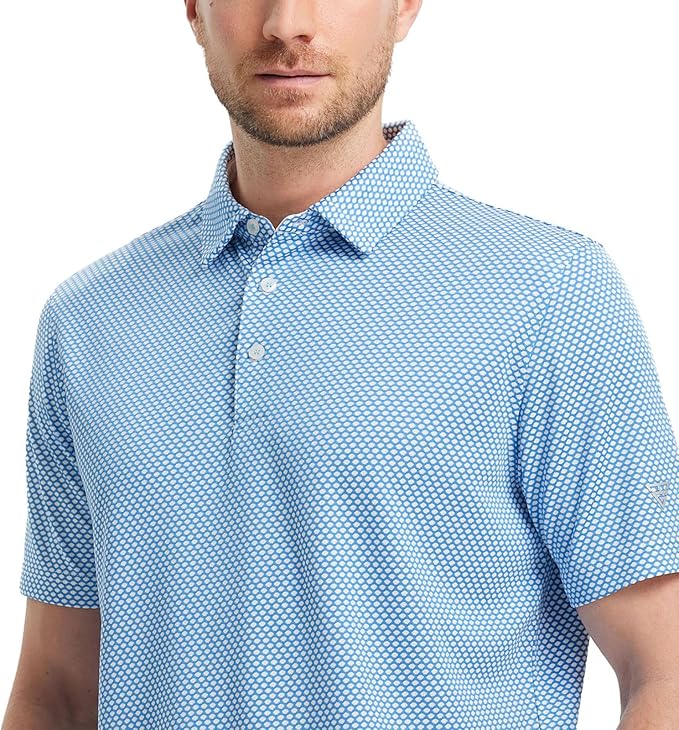 M MAELREG Golf Shirts for Men Moisture Wicking Jacquard Breathable Performance Dry Fit Collared Mens Polo Shirts Short Sleeve