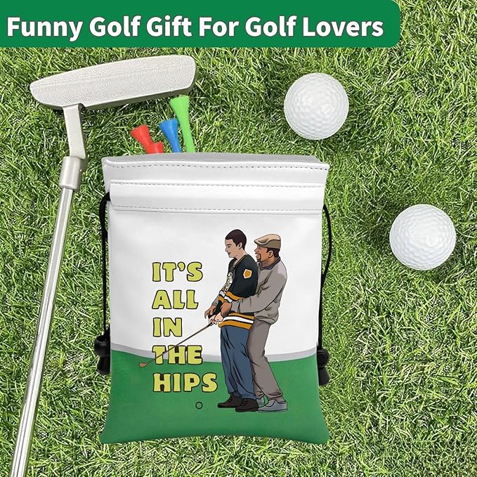Artpreti Funny Golf Valuables Pouch,Golf Pouch Bag with Drawstrings Golf Tee Bag for Men Women - It's All In the Hips