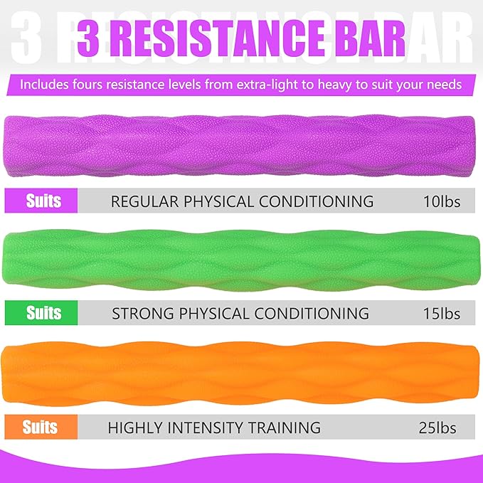 Flex Therapy Bar and Grip Strength Trainers set, Physical Therapy & Resistance Bar for Golfers Elbow, Tendinitis, Wrist,Forearms Pain, Improve Grip Strength and Relieve Pain