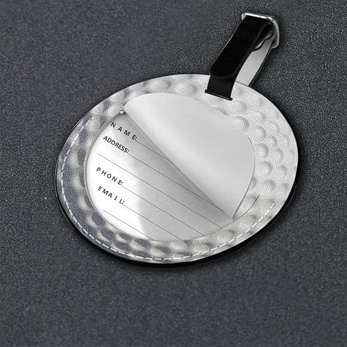 Golf Ball Luggage Tags for Suitcases, Pu Leather Baggage Tags Identifiers for Travel, Name Id Label for Baggage Bag Women Men