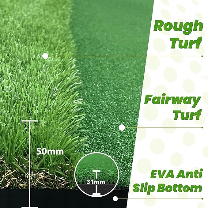 Premium Dual-Turf Golf Mats Practice Outdoor Indoor, 5x4 ft Golf Hitting Mat, Golf Training Swing Chipping Mat, Golf Practice Mat Gifts for Men Boy