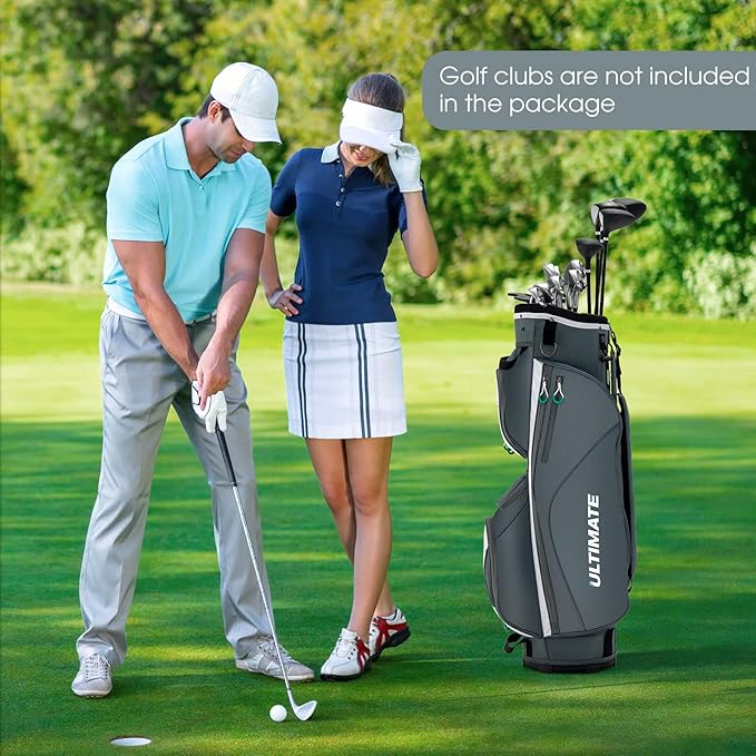 Tangkula Golf Cart Bag with 14 Way Top Dividers, Lightweight Golf Cart Bag with Shoulder Strap, 7 Zippered Pocket, Cooler Bag & Valuable Pocket, Portable Golf Club Bag with Rain Hood/Dust Cover