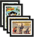 JupDec Comic Book Frame, Premium Wood Display Case for 6 11/16" × 10 3/16" Comic, Wall Mount or Tabletop Stand, Layered Design with Positioning Mat, Perfect for Home Decor, 4 Pack, White