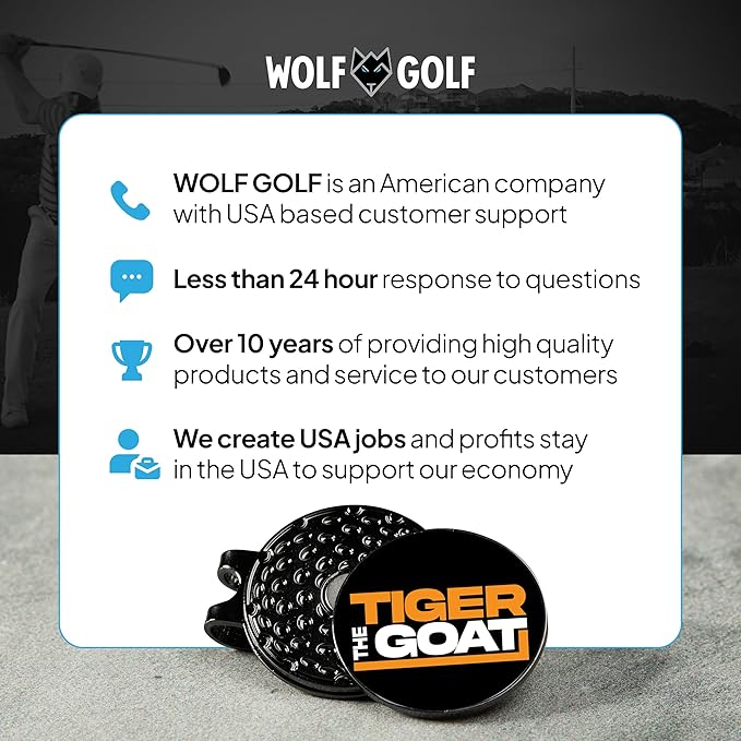 Wolf Golf Towels Golf Ball Marker Hat Clip Set | Multiple Sets to Choose from | 1 Magnetic Clip + 3 Ball Markers | Golf Accessories for Men & Women