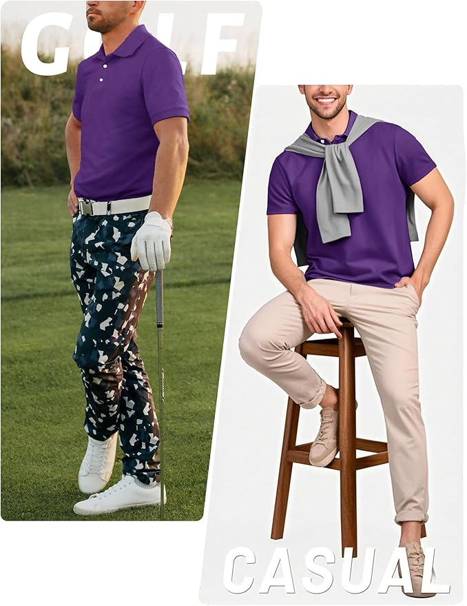 TACVASEN Mens Golf Shirt Dry Fit Mens Polo Shirts Short Sleeve Performance Golf Polos for Men with Collar Work Shirts