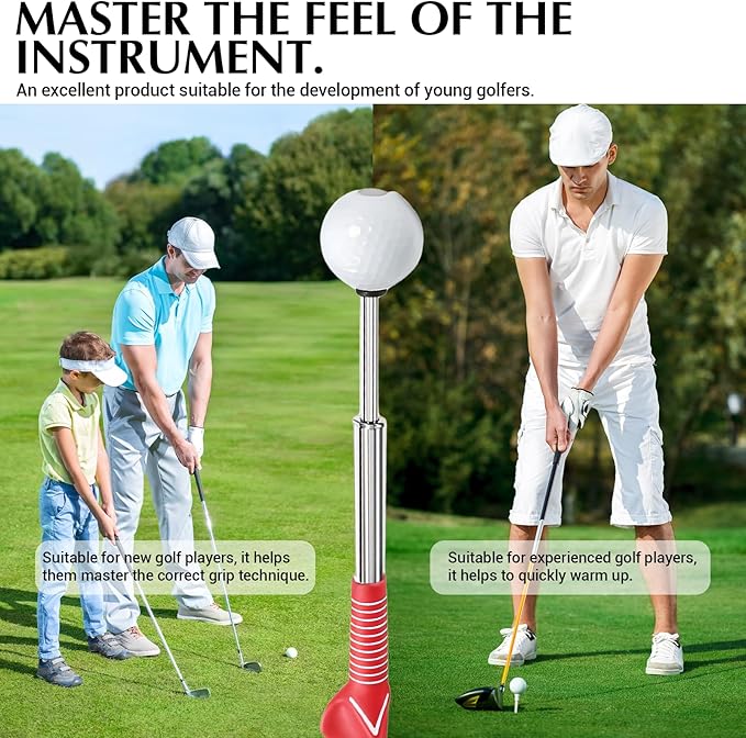 Golf Swing Trainer & Golf Grip Trainer – Retractable Golf Training Aid with Click Feedback for Tempo, Strength & Accuracy | Portable Golf Training Grip Tool for Indoor & Outdoor Practice