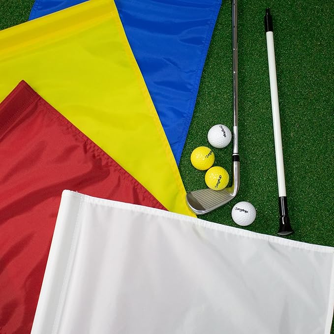 KINGTOP Golf Flag 20x14 Inch - Plain White, 420D Nylon, Tube Inserted - Standard Putting Green Flags for Backyard Practice, Golf Courses, Country Club, 3-Pack