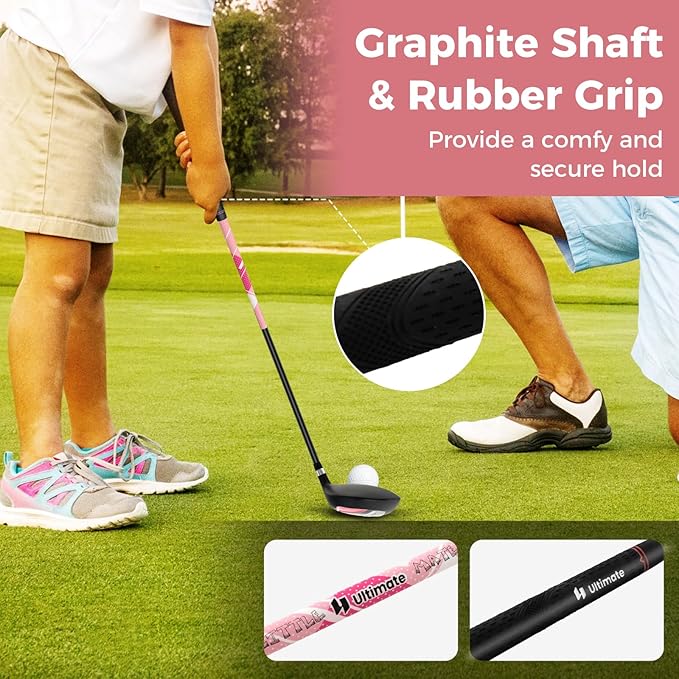 Goplus Junior Complete Golf Club Set for Kids, Right Hand Golf Clubs with Stand Bag, Rain Hood, Golf Practice Set for Ages 5-7,8-10,11-13 Boys Girls