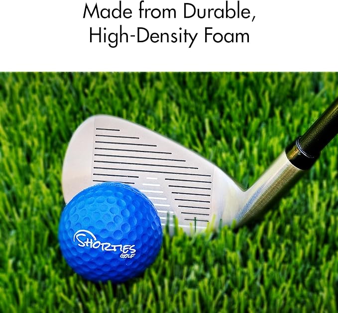 Shorties Golf Practice Balls - 8 Pack Colored HIgh Density Foam Golf Balls for Men, Women & Children | Indoor & Outdoor Training | Distance & Control | Realistic Feel | Safe for Kids & Seniors
