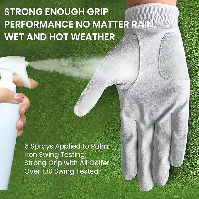 Golf Gloves Men Right Handed Golfer Left Hand Leather Stylish Value 2 Pack with Ball Marker, Mens Golf Glove All Weather Grip, Size Small Medium ML Large XL