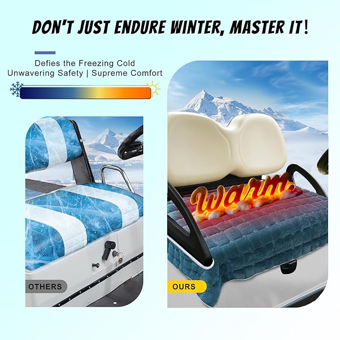 YOKYHOM Golf Cart Seat Covers, Supreme Comfort Golf Cart Seat Towel Blanket, Heavyweight Deep-Pile, Fits EZGO, Yamaha, Club Car and More 2-Seat Carts, 50"x 27.5", Dark Blue
