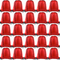 KUUQA 25Pcs Red Drawstring Backpack Bags, Gym Sport Traveling Backpack, Red