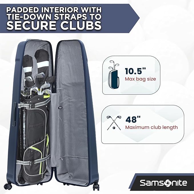 Samsonite Tour Pro Golf Hard Case Golf Travel Bag, Lightweight & Durable ABS Shell, 360 Degree Multi-Directional “Shark Wheels”