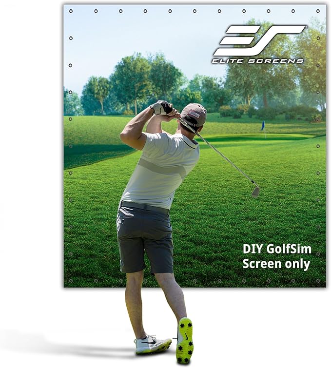 Elite Screens GolfSim DIY, 10'x10' Impact Projector Screen for Golf/Multi-Sport Simulation Screen with Metal Grommets. Folded Packing, DIY10X10-IPW1145-F