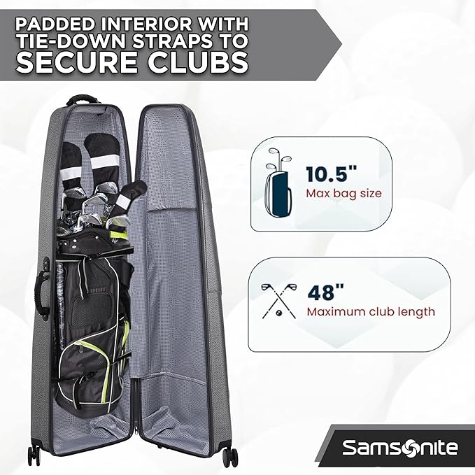 Samsonite Tour Deluxe Golf Hard Case Golf Travel Bag, Lightweight & Durable ABS Shell, 360 Degree Multi-Directional Wheels