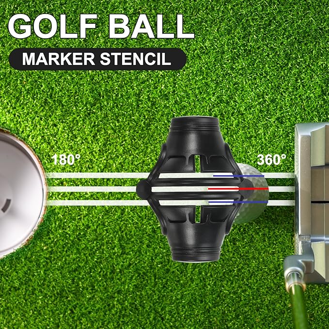 PATIKIL Golf Ball Marker Stencil 360 Degree Triple Track Golf Ball Alignment Marking Tool Line Drawing Marker with Marker Pens for Men Women