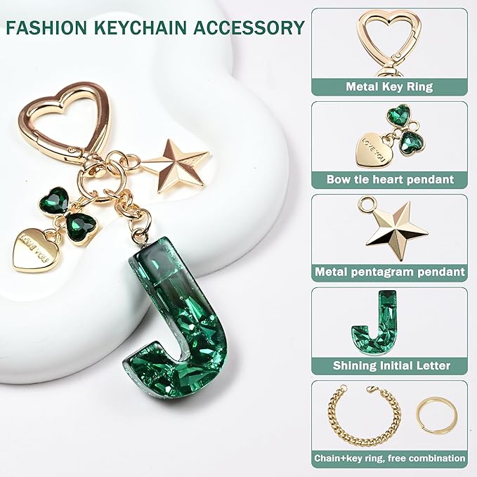 Cute Bling Keychain initial Letter Butterfly Star Pink Purple Gift for Women Girls Bag Cup Charms Accessories