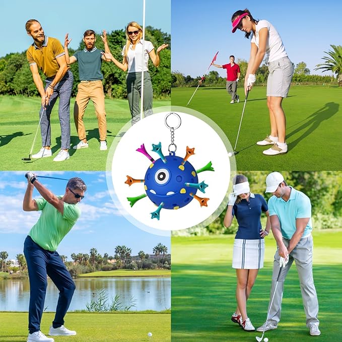 Golf Tee Holder, Portable Ball Tees Holder for Golf Bag, Golf Tee Carrier with 18 tees Hole, Golf Accessory for Golf Club Bag, Golf Gifts for Man Women