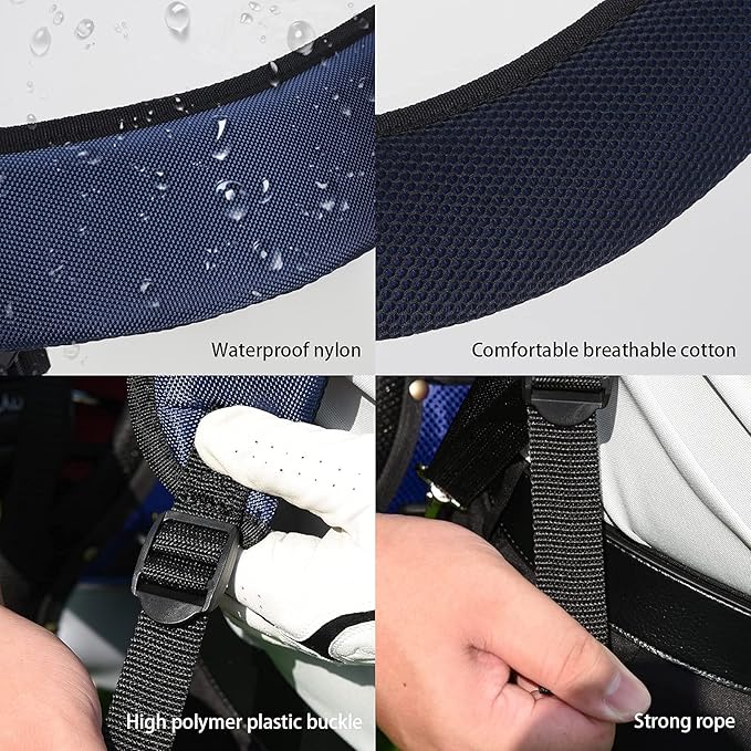 BIG TEETH Golf Bag Strap,Adjustable Padded Bag Strap Replacement,Golf Double Shoulder Bag Straps with 4Pcs Rotate Hooks