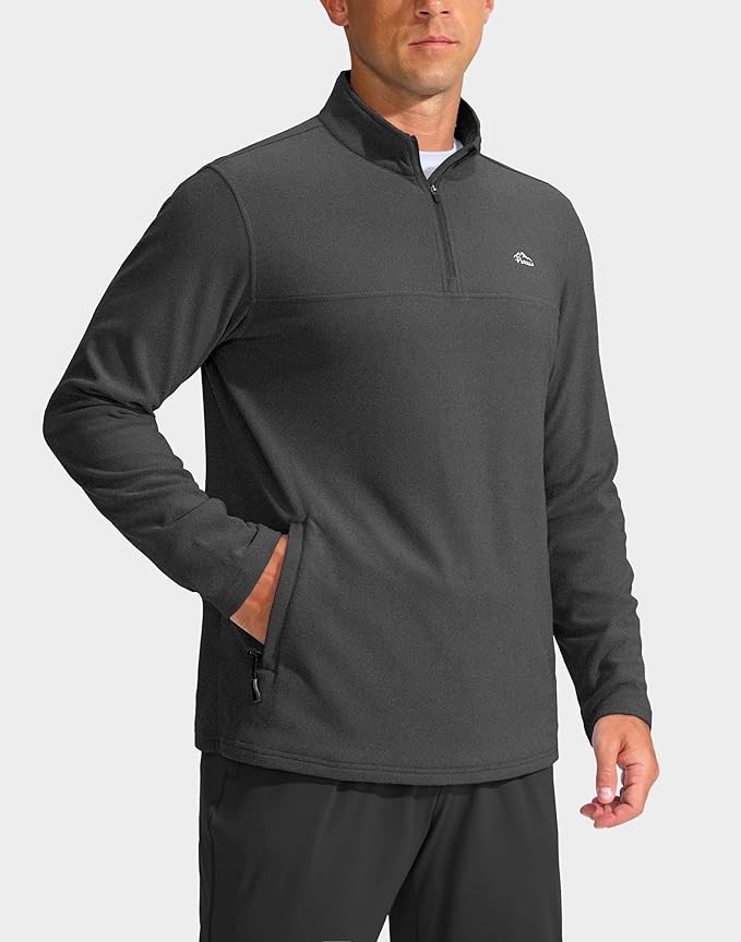 Pudolla Men's Quarter Zip Pullover with 2 Pockets Fleece Warm Soft Golf Sweatshirts for Athletic Workout Running