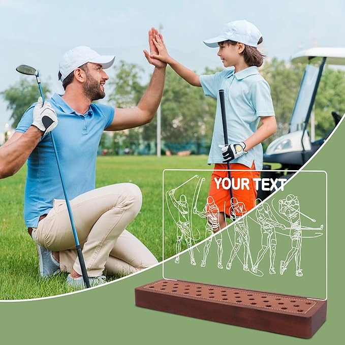 Customized Light Up Golf Pencil Display Case, Wooden Acrylic Accessories with Warm White Lights for Pencil Display and Storage in Homes, Offices, Golf Pro Stores, Golf Museums, and Galleries
