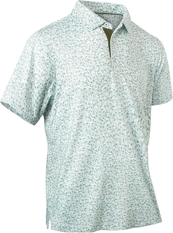 Mens Golf Shirts Quick Dry Moisture Wicking Casual Short Sleeve Performance Athletic Print Collared Stylish Men Polo Shirt