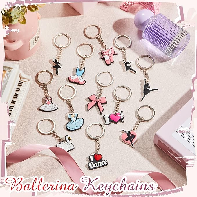 Batiyeer 36 Pack Dance Keychains Bulk Party Favors Sports Ball Key Chains Funny Keyring Gifts for Women Men Birthday Supplies