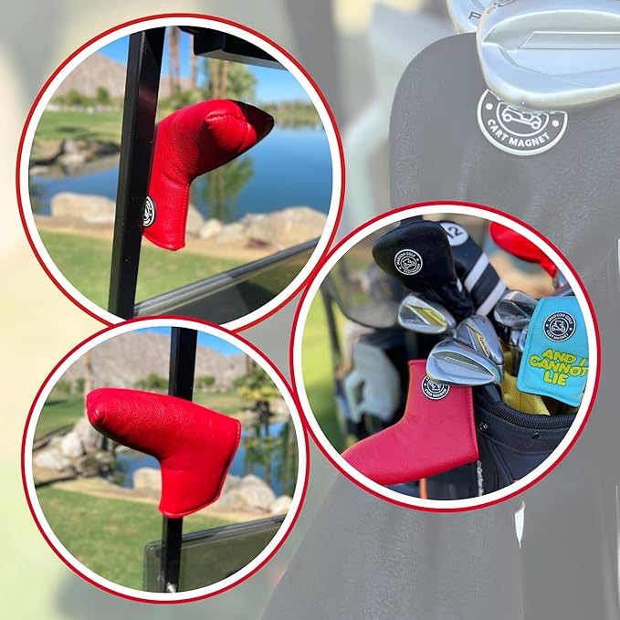 Classic Blade and Mallet Putter Headcovers with Madson Golf Cart Magnet for Secure Positioning and Quick Access, Protective PU Leather Head Covers, Magnetic Golf Accessories