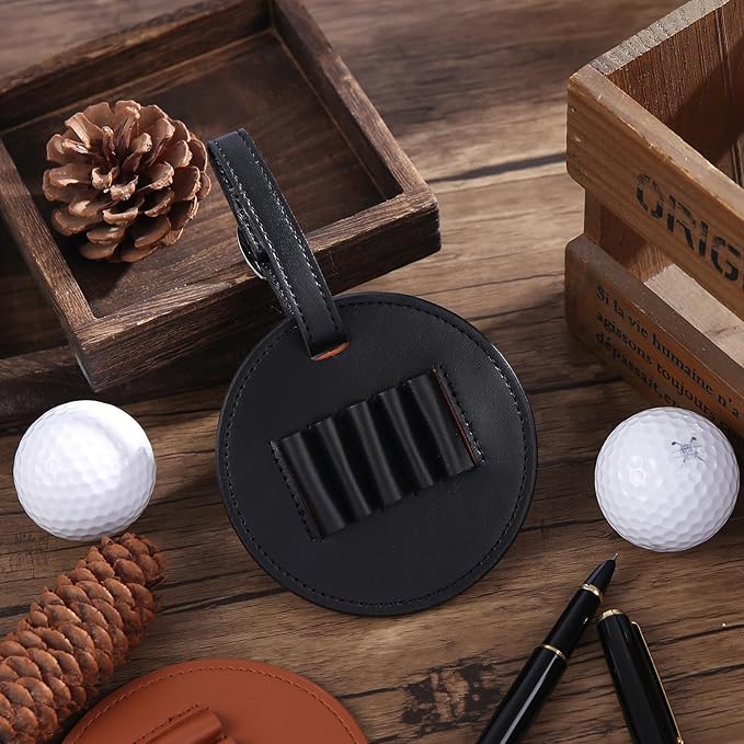 Personalized Golf Bag Tag with Tees Custom Name & Pattern Leather Golf Tee Holder with Gift for Dad