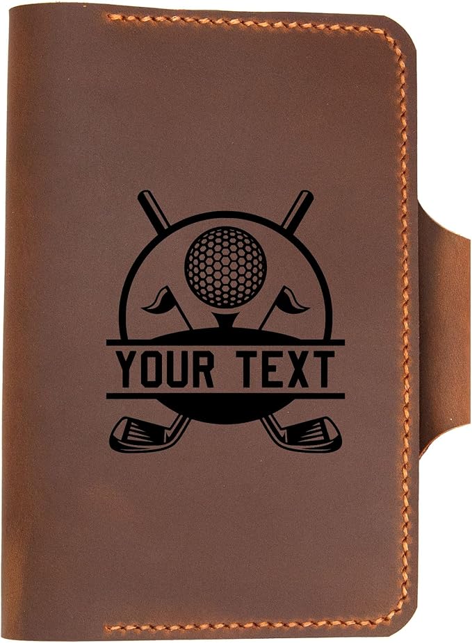 Personalized Leather Golf Scorecard Holder Cover, Handmade Yardage Book Cover Holder With Pencil Holder, Custom Leather Yardage Book Cover Holder, Golf Gift