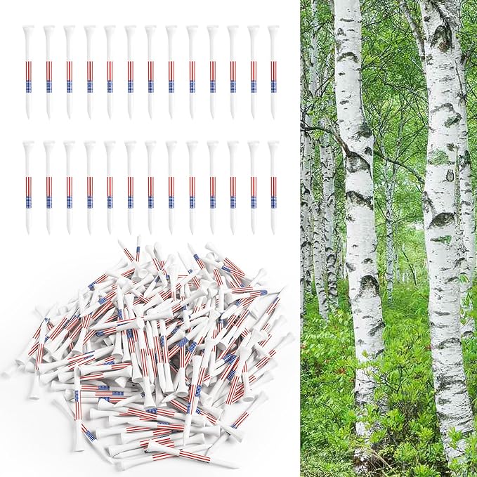 FINGER TEN Golf Tees Wood for Men Wooden Tee 1 1/2 2 3/4 3 1/4 Inch Western Birch Value 100 Pack, Reduce Friction Spin Tall Sturdy Base for Stability Long-Lasting Durability