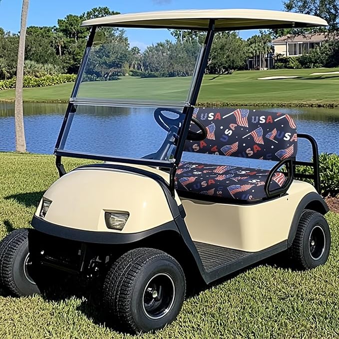 Golf Cart Seat Covers, Universal Fit & Nonskid Bottom Fits for Club Car 2 Person Seats Golf Carts