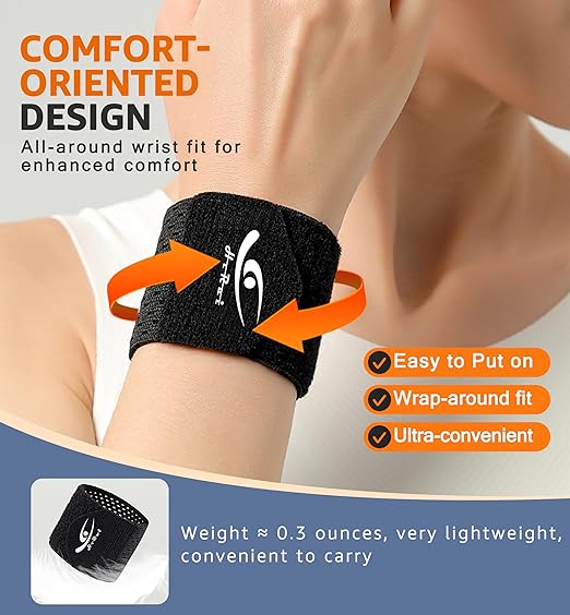 HiRui Wrist Compression Wraps, Wrist Brace Wrist Support for Sports, Mouse Hand, Mother's Hand, Carpal Tunnel Arthritis, Tendonitis - Premium Elastic & Breathable Mesh Fabric (Black, Medium)