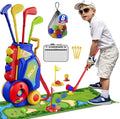 Toddler Golf Set 2-4 Years, Kids Golf Club with 8 Balls, 4 Plastic Clubs, Putting Mat, Scoreboard, Storage Bag, Indoor Outdoor Game with Golf Cart Sport Toy Gift for Baby Boys Girls Age 3-5, Blue