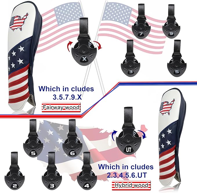 Golf Headcovers for Drivers and Woods – Set of 3 (S/M/L), Leather Club Covers with Magnetic Number Tags, Floral Design, Scratch-Resistant, Fits Most Golf Clubs