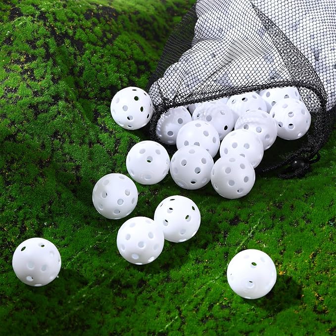 80 Pack Practice Golf Balls Limited Flight 42 mm Golf Training Airflow Hollow Plastic Ball for Women Men Indoor Outdoor Driving Range Swing Practice Home