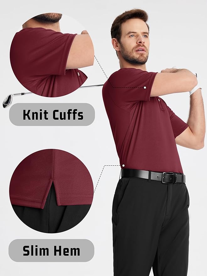KEFITEVD Men's Polo Shirts Short Sleeve Moisture Wicking Dry Fit Performance Collar Golf Athletic Casual T-Shirt