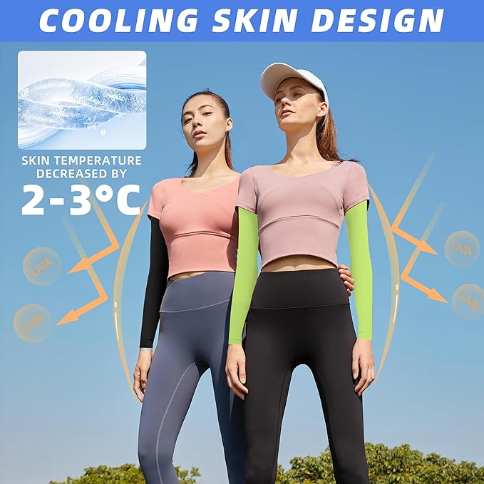 BHYTAKI UV Sun Protection Arm Sleeves, UPF 50 Sports Cooling Arm Compression Sleeves for Men Women Teenager