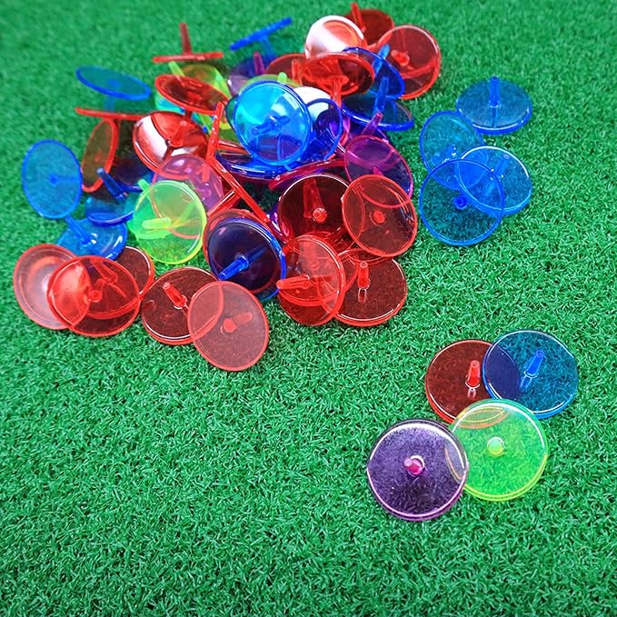 Golf Ball Markers Bulk 50/100/150 Pcs Position Marker Multicolor Transparent Plastic 25mm Flat Round Golf Mark Accessories