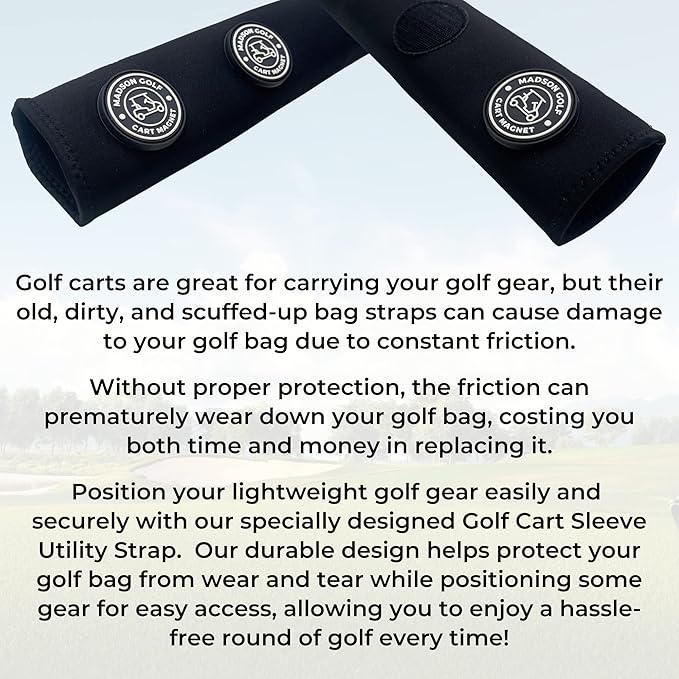 Magnetic Golf Cart Sleeve Utility Strap - Securely Attach Lightweight Golf Accessories to Your Cart with Powerful Magnets and Durable Design