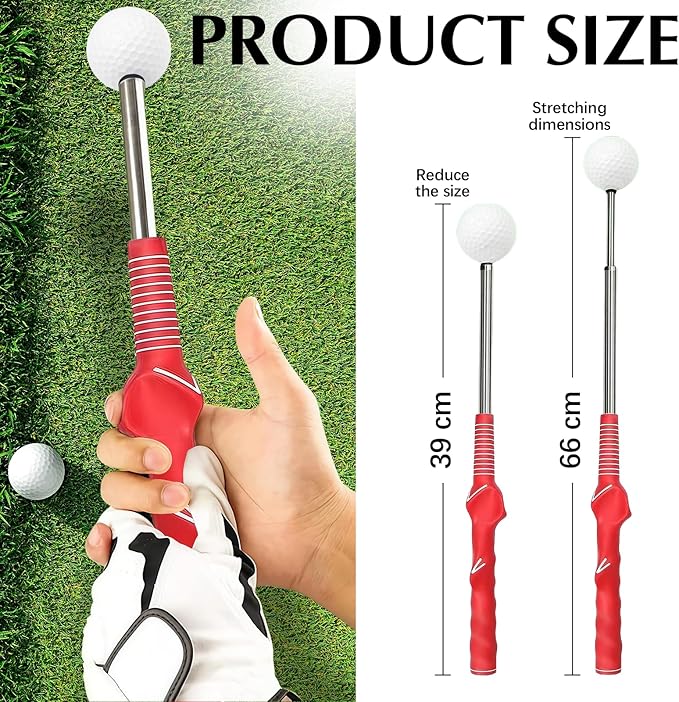 Golf Swing Trainer & Golf Grip Trainer – Retractable Golf Training Aid with Click Feedback for Tempo, Strength & Accuracy | Portable Golf Training Grip Tool for Indoor & Outdoor Practice