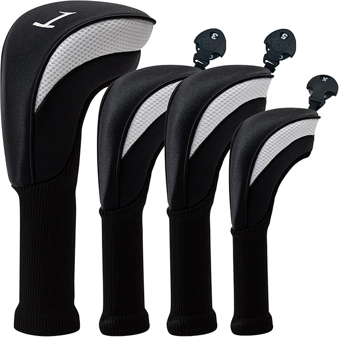 Golf Head Covers for Fairway Woods Driver Hybrids 5 Pieces Nylon Mesh Sports Fan Golf Club Headcovers-Golf Accessories for Men Women.