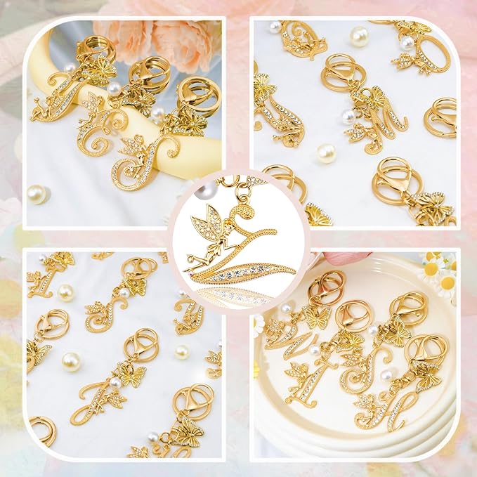 Initial Keychain Bag Charm Women Purse Charms for Handbags Accessories Charm for Wallet Butterfly Pendant for Girls